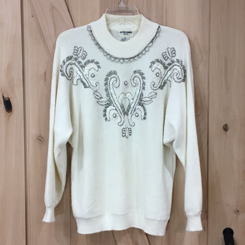 Sequin Beaded Sweater Alfred Dunner Petite Small